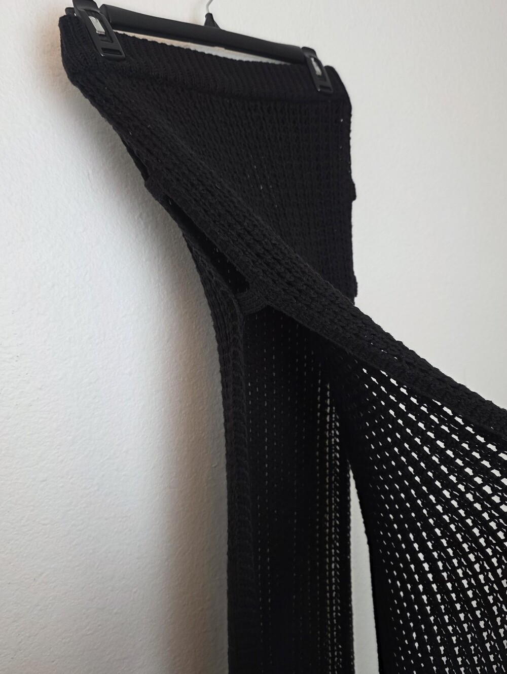 🚨NEW FOREVER 21 Black Crochet Cut Out Maxi Skirt Swim Cover Festival Beach Sz S - Picture 7 of 11